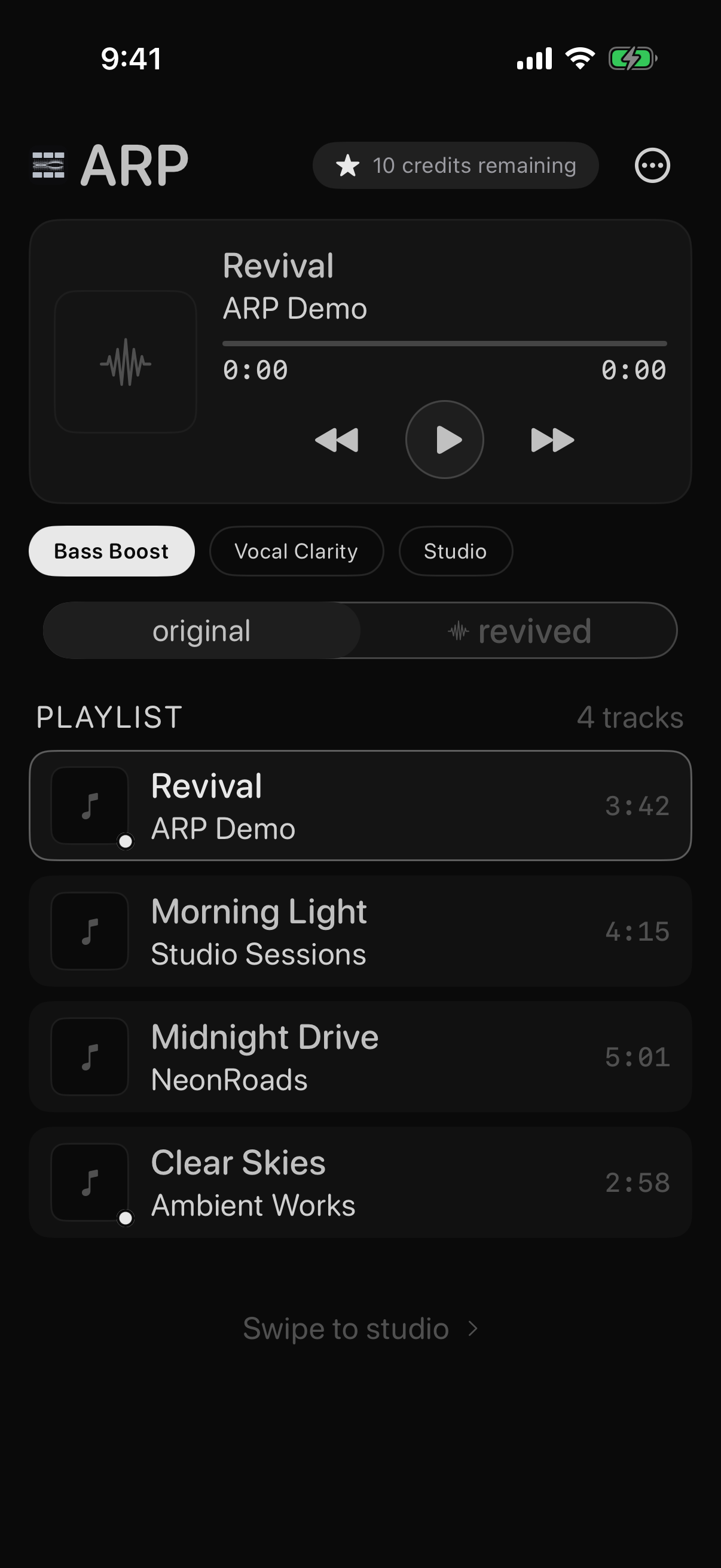 ARP App Interface - Player View